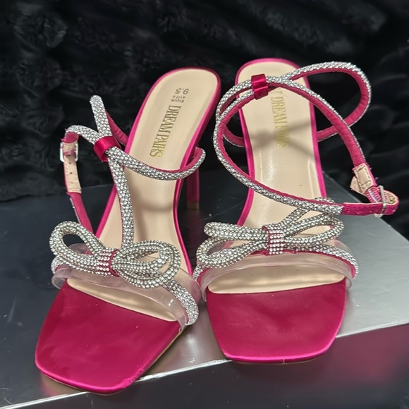 Elegant Pink/Fuchsia Stiletto 4.5” (total height) Heels with Rhinestone Accents - Picture 7 of 7
